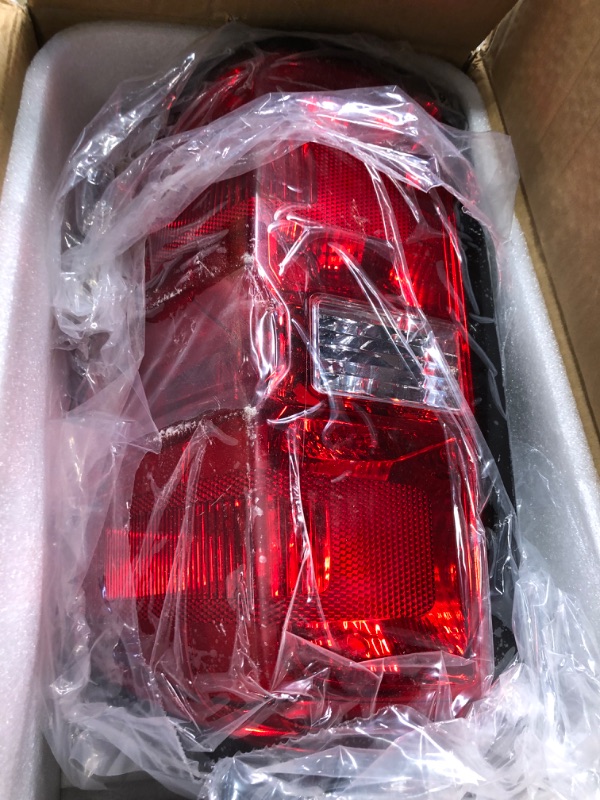 Photo 3 of HECASA Tail Light Compatible with 2014-2018 Chevy Silverado 1500 2500 3500 HD GMC Sierra 3500 HD Dually Models Replacement for GM2800261 Tail Lamp Driver Side - Red Lens Chrome Housing Red Lens & Chrome Housing Driver Side