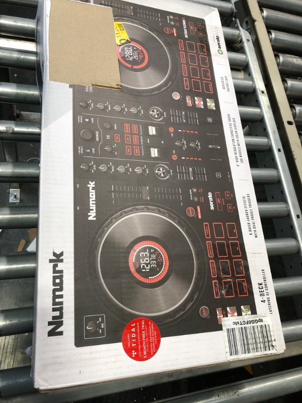 Photo 5 of DJ Controller Bundle - DJ Set with 4 Decks, DJ Mixer, Audio Interface, Jog Wheel Displays, FX and DJ Headphones - Numark Mixtrack Platinum FX and HF175 4 Decks + Jog Wheel Displays DJ Controller + DJ Headphones