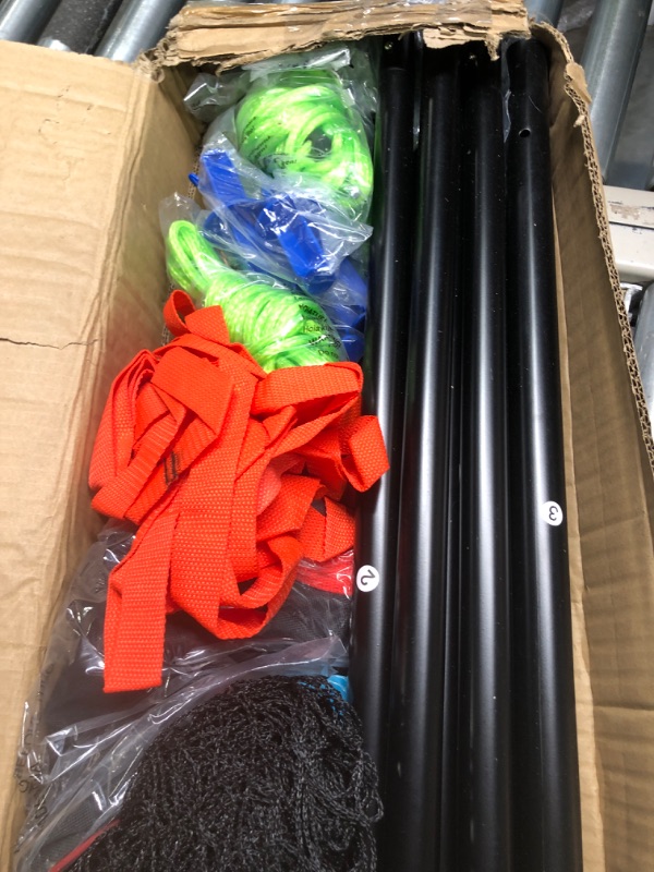 Photo 1 of Four Way Volleyball Net 14ft x 14ft Height Adjustable 4 Square Volleyball Badminton Outdoor Set for Adults and Kids Backyard Lawn Beach Game Play | Come with Soft Volleyball, Hammer and Carry Bag