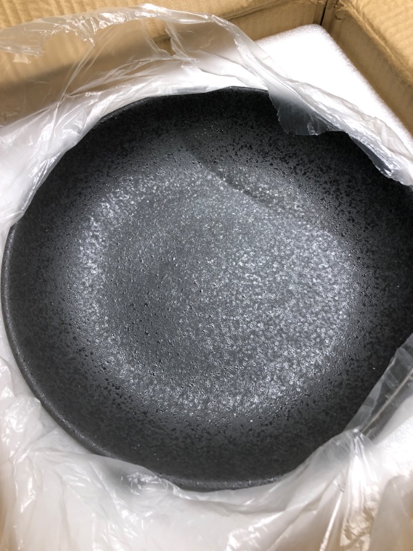 Photo 3 of **BROKEN CONNECTION//CAN BE REGLUED**Black Ceramic Pedestal Bowl Medium