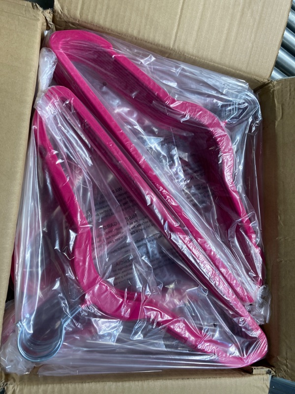 Photo 3 of Zober Velvet Hangers 100 Pack - Pink Hangers for Coats, Pants & Dress Clothes - Non Slip Clothes Hanger Set w/ 360 Degree Swivel, Holds up to 10 lbs - Strong Felt Hangers for Clothing 100 Pack Pink