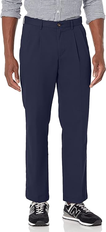 Photo 1 of Amazon Essentials Men's Classic-Fit Wrinkle-Resistant Pleated Chino Pant (Available in Big & Tall) - 34W-32L