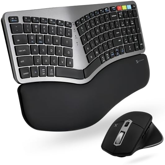 Photo 1 of *Similar Item* Ergonomic Keyboard and Mouse Wireless Combo (2.4G+BT) - Comfortable Bluetooth Ergonomic Wireless Split Keyboard and Mouse with Wrist Rest and 6 Button Ergo Mouse