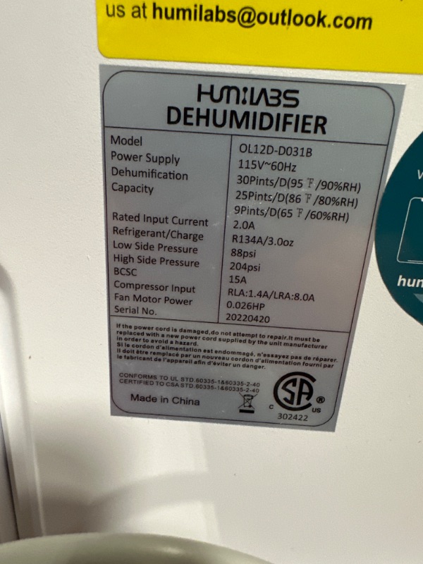 Photo 4 of 1500 Sq. Ft Dehumidifiers for Home and Basements, 22 Pints Dehumidifiers for Large Room with Auto or Manual Drainage, 0.528 Gallon Water Tank, 24 Hours Timer, Dry Clothes Mode
