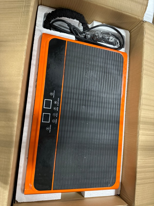 Photo 3 of ***FOR PARTS*** 
 Vibration Plate Exercise Machine Whole Body Vibration Platform Machine with Loop Resistance Bands for Home Fitness Training & Weight Loss Orange