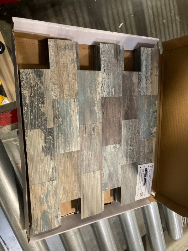 Photo 1 of Art3d 10-Sheet Peel and Stick Backsplash PVC Wall Tile, Stickon Tile for Kitchen Backplash, Bathroom Vanities, Fireplace Decor, Laundry Table, Stair Decals in Spruce Grey Rustic, Plastic-Sheets