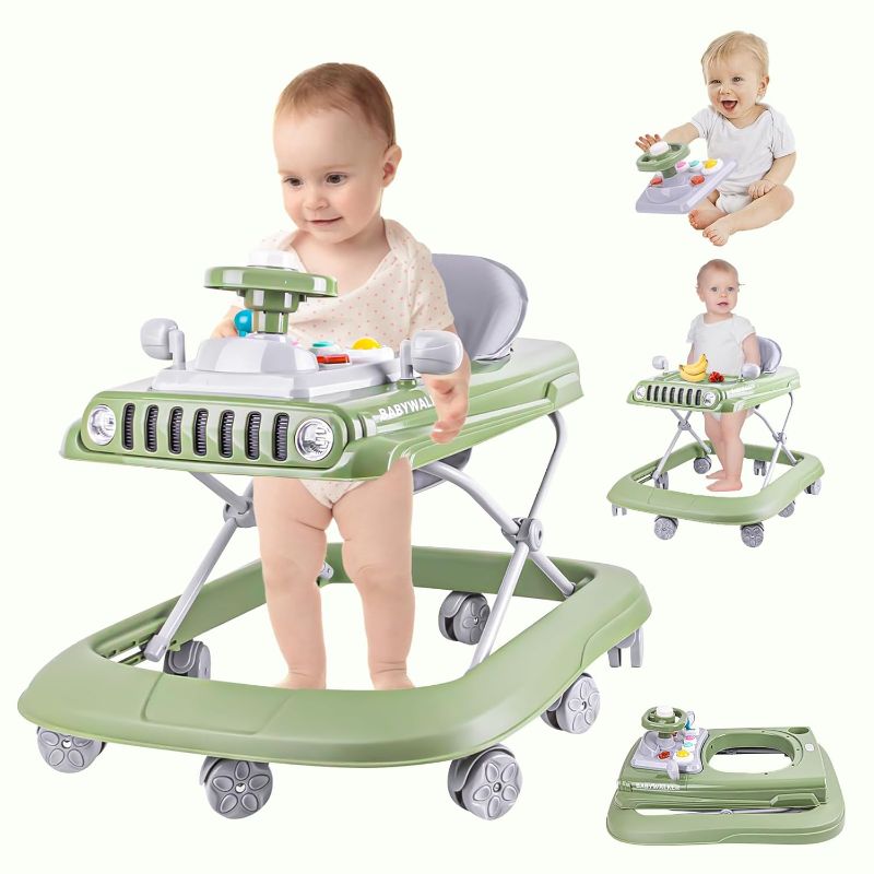 Photo 1 of Baby Walker with Wheels,Folding Baby Walkers,3-Position Height-Adjustable Baby Walkers for Boys and Girls,Foldable Activity Mute Anti-Rollover Baby Walkers for Babies 7-18 Months

