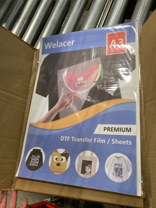 Photo 3 of 100 Sheets DTF Transfer Film Paper A3 Double Sided Thick Clear Pretreat Sheets, PET Heat Transfer Paper for Epson Inkjet Printer DTG Printer Direct Print On T Shirts Textile A3 100