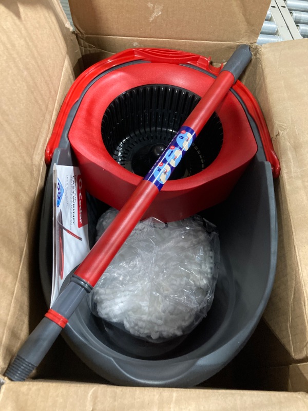 Photo 2 of **MISSING MOP HEAD CONNECTOR** 
O-Cedar EasyWring Microfiber Spin Mop, Bucket Floor Cleaning System, Red, Gray
