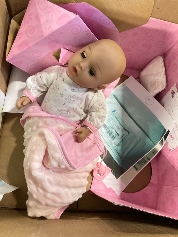 Photo 2 of Adora Adoption Baby Precious 16 Inch Vinyl Girl Newborn Weighted Soft Cuddle Body Baby Doll Toy Gift Set with Open Close Brown Eyes for 3 Year old kids and up