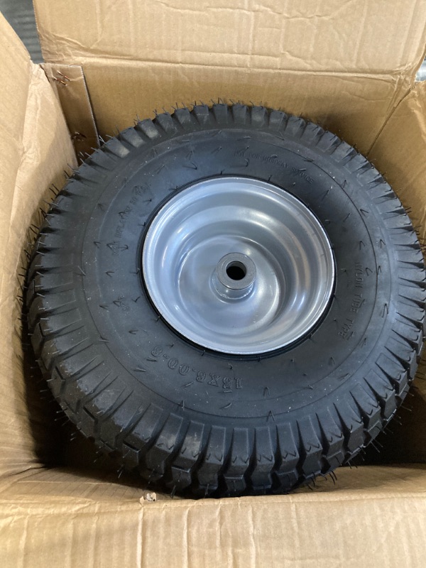 Photo 3 of 21446-2PK 15x6.00-6" Front Tire Assembly Replacement for Craftsman Riding Mowers