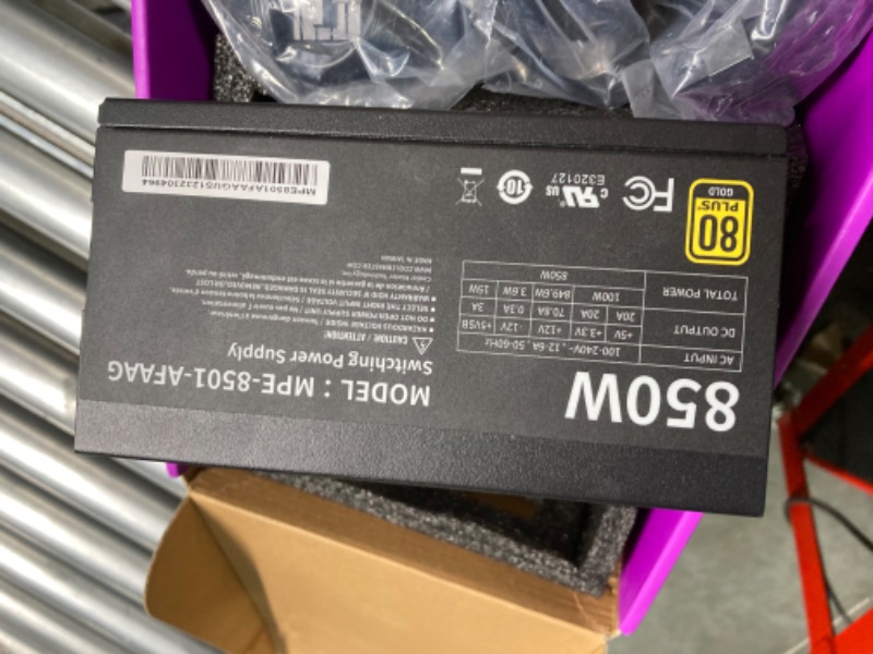 Photo 2 of Cooler Master MWE Gold 850 V2 Full Modular, 850W, 80+ Gold Efficiency, 2 EPS Connectors, 120mm HDB Fan, Semi-fanless Operation, 5 Year Warranty