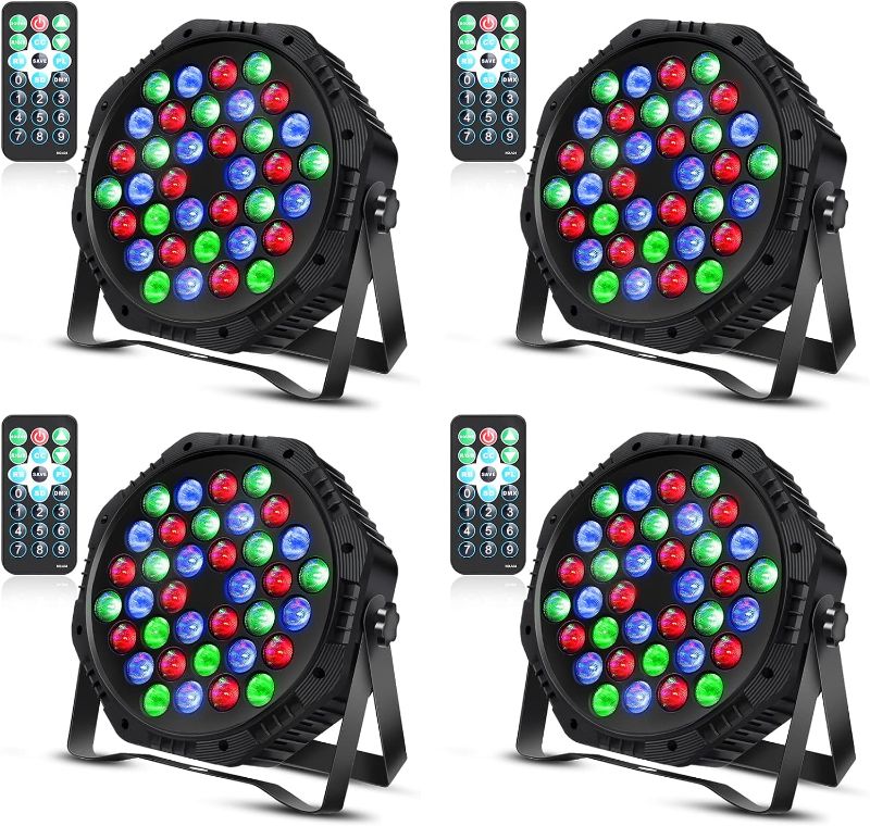 Photo 1 of 36 LED Par Lights, RGB Par Can Light Stage Lights, 10 Modes DJ Lights Stage Lighting Uplights with Sound Activated Remote Control & DMX Uplights for Events Wedding Party
