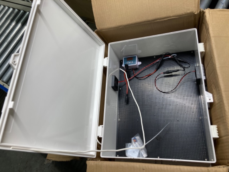 Photo 1 of **FOR PARTS**Outdoor Electrical Box, Junction Box with Fan, Mounting Plate, Dust Screen, Mounting Brackets and Hinged Lid (18.1"Hx 12.5"L x 6.3"W)