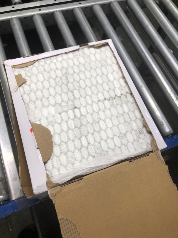 View 3 of Sunwings Oval Mosaic Tile for Shower Floor Border Kitchen Bathroom Backsplash. White Calacatta Marble Stone Looks Wall and Floor Tile, 10 Sheets. Oval White 10 Sheets