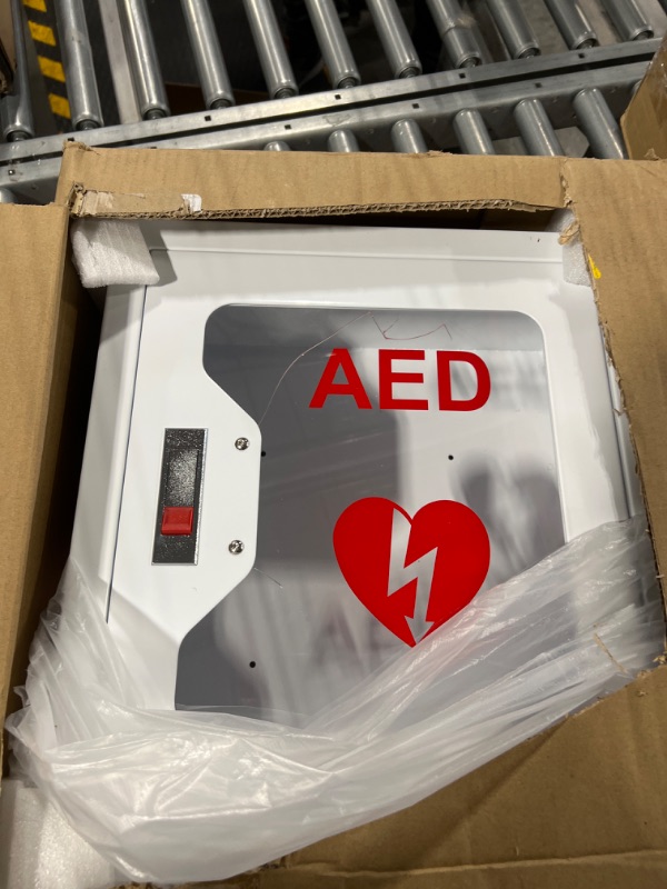 Photo 3 of AED Defibrillator Wall Mount Storage Cabinet, CMXIKJ Stainless Steel AED Cabinet with Snap Lock, fits All Brands Cardiac Science for Home, Office, Hospital and Public Places, 14.1 x 7 x 15.7 Inch Aed-002