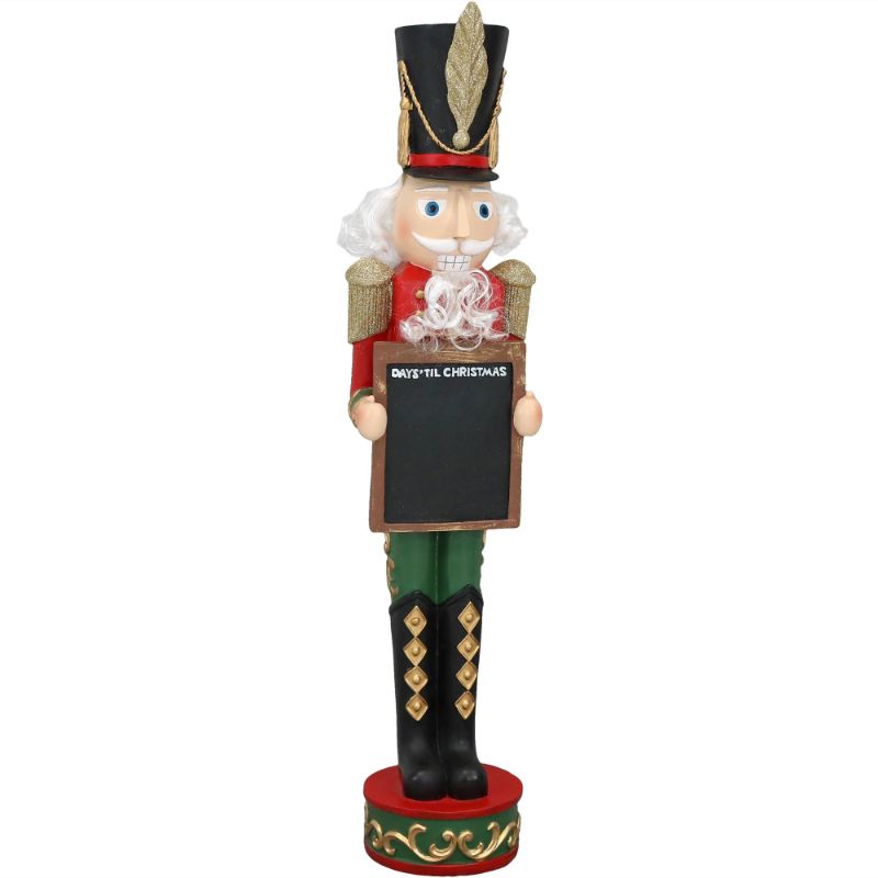 Photo 1 of 36 in. Friedrich the Nutcracker with Chalkboard Sign Polyresin