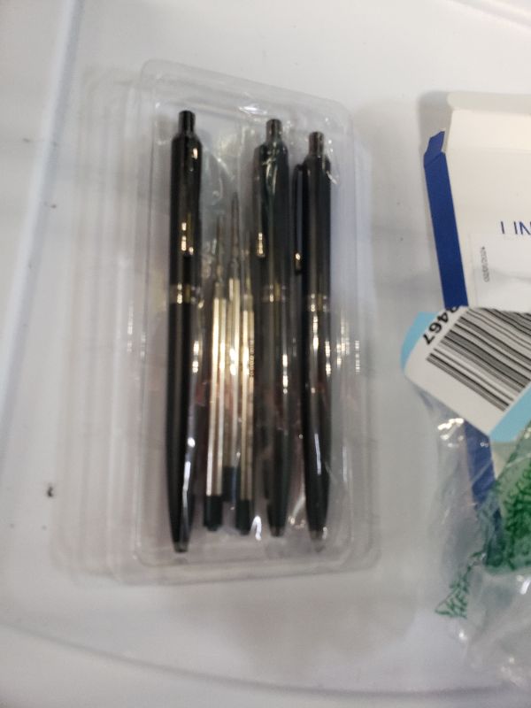 Photo 2 of LINFANC Metal Gel Pens, Matte Black Gel Ink Pens for Journaling, Black Ink Pens Fine Point Smooth Writing Pens for Note Taking, Nice EDC Pen Office Supplies for Men & Women (3 Pens & 3 Refills)