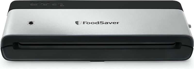 Photo 1 of **New Open**FoodSaver Vacuum Sealing Machine | PowerVac Compact Vacuum Sealer | Vertical Storage | Stainless Steel & Black | VS0150
