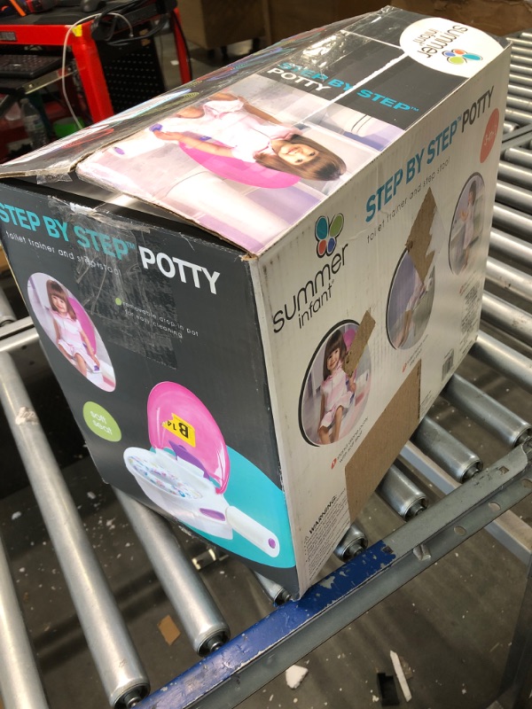 Photo 3 of **New Open**Summer Step by Step Potty, Pink - 3-in-1 Potty Training Toilet - Features Contoured Seat, Flushable Wipes Holder and Toilet Tissue Dispenser, 13x9.5x15.5 Inch (Pack of 1) Pink 1 Count (Pack of 1) Training Toilet