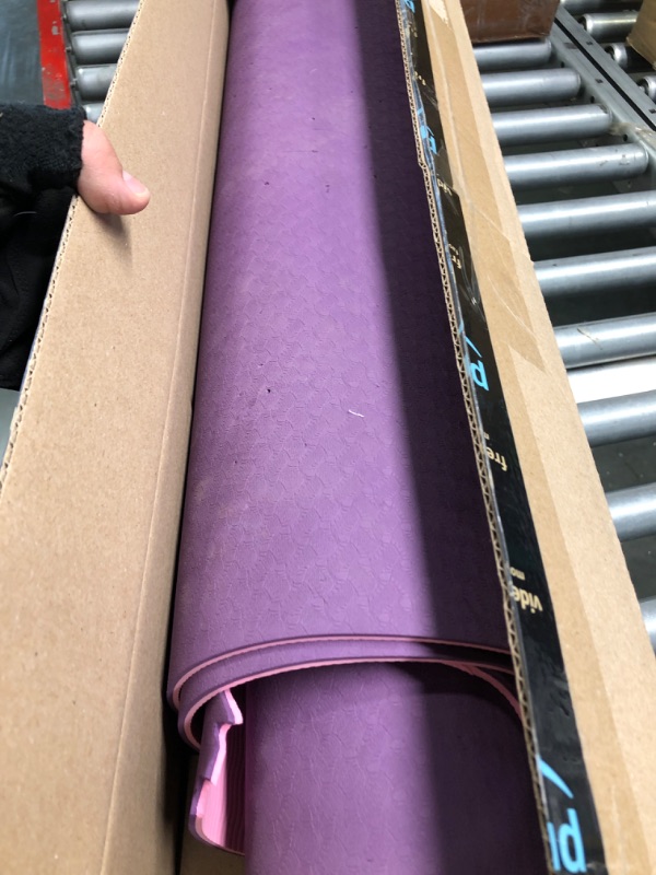 Photo 3 of **Minor Damage**BOBO BANANA 1/4 Thick TPE Yoga Mat,72"x24" Eco-friendly Non-Slip Exercise & Fitness Mat for Men&Women with Carrying Strap, Workout Mat for Yoga,Pilates& Floor Exercise purple