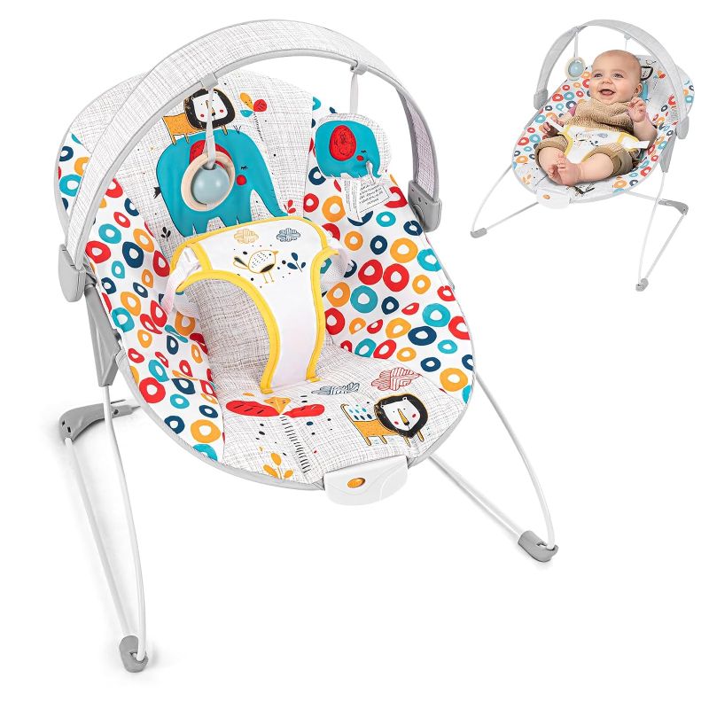 Photo 1 of Baby Bouncer,Electric Baby Bouncer for Infants,Portable Baby Bouncer seat for Newborns with Music Soft Seat Cushion,Adjustable Infant Bouncer for Babies 0-6 Months 6-20 lbs ?with Vibrations Unisex Elephant-lion Baby Bouncer
