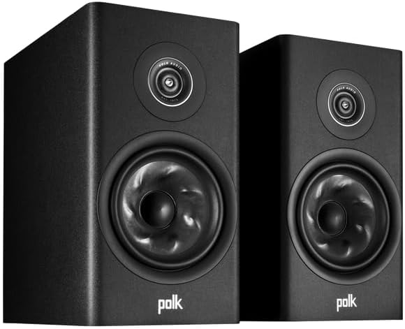 Photo 1 of **Minor Damage And Scuff On One Speaker** Polk Audio Reserve R200 Large Bookshelf Speaker for Dynamic, Detailed Home Theater Audio, 1" Pinnacle Ring Tweeter & 6.5" Turbine Cone Woofer, Dolby Atmos & IMAX Enhanced, Wall Mountable, Black
