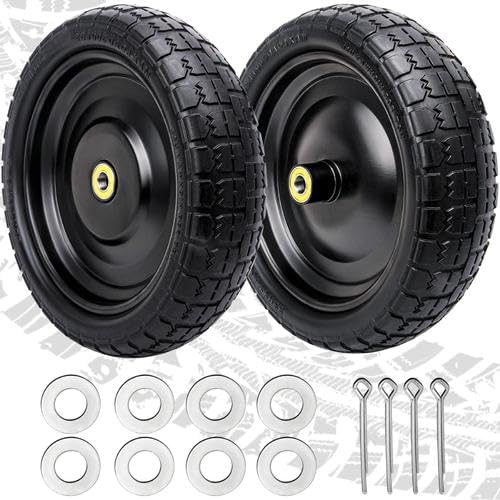 Photo 1 of **Just the Tires**13 Inch Flat Free Tire - 13'' Tire for Garden Cart Replacement Wheels, Wheelbarrow Tire 13 Inch, 4.00-6 Tire Flat Free for Garden Cart, Yard Trailers, Trolley, 5/8'' Bearings, 2.1'' Offset Hub, 2 Pack
