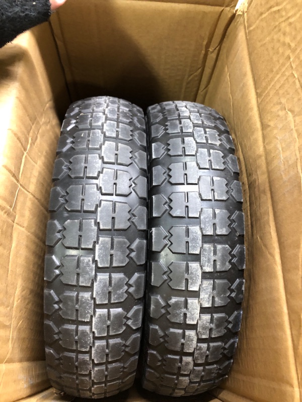 Photo 4 of **Just the Tires**13 Inch Flat Free Tire - 13'' Tire for Garden Cart Replacement Wheels, Wheelbarrow Tire 13 Inch, 4.00-6 Tire Flat Free for Garden Cart, Yard Trailers, Trolley, 5/8'' Bearings, 2.1'' Offset Hub, 2 Pack
