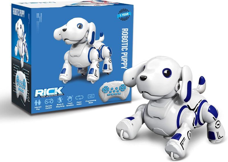 Photo 1 of **Like New**Hi-Tech Remote Control Robot Dogs Toys, Voice Control Interactive Aibo Robot Dog, Programmable Music Dance Smart Puppy Pet for Kids Toddlers Boys Girls Ages 4-9 (Blue)