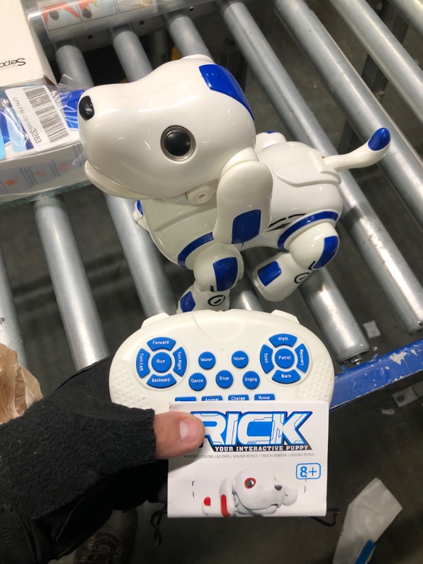 Photo 2 of **Like New**Hi-Tech Remote Control Robot Dogs Toys, Voice Control Interactive Aibo Robot Dog, Programmable Music Dance Smart Puppy Pet for Kids Toddlers Boys Girls Ages 4-9 (Blue)