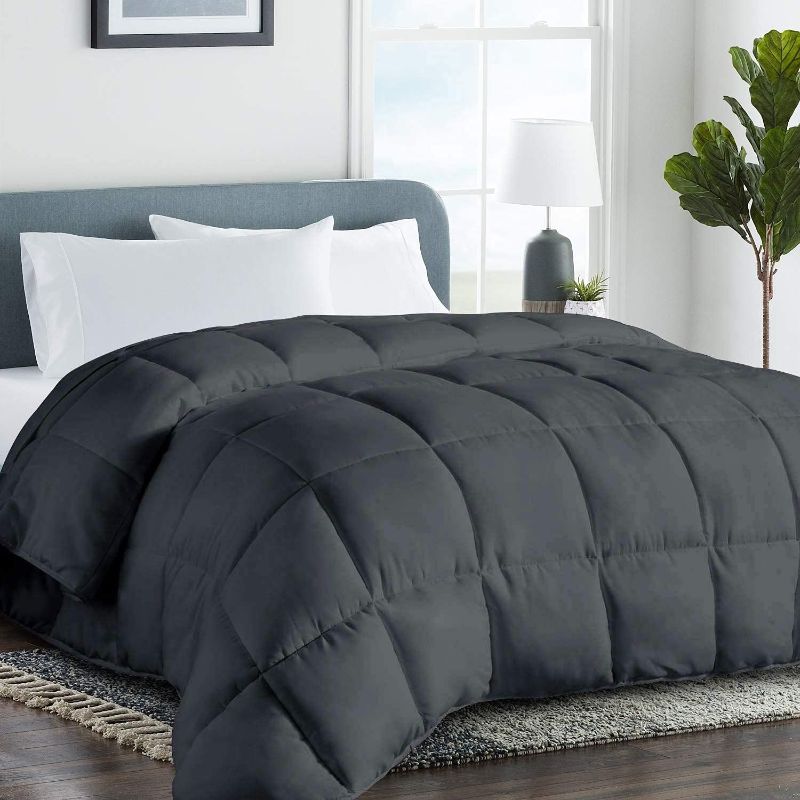 Photo 1 of **Floral Grey**COHOME All Season King Size Comforter?Fluffy Down Alternative Comforter - Quilted Duvet Insert with Corner Tabs - Luxury Soft Hotel Comforter - Reversible - Breathable- Dark Grey
