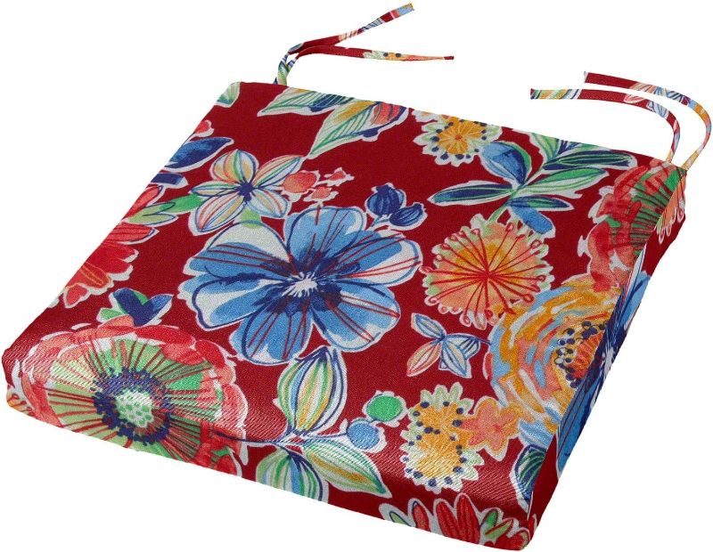 Photo 1 of 18" x 18" x 2" Richloom Chair Cushion | Indoor/Outdoor (Richloom Colsen Berry)
