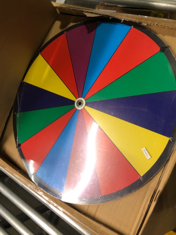 Photo 1 of 24 Inch Dual Use Spinning Prize Wheel 14 Slots Color Tabletop and Floor Roulette Wheel of Fortune, Spin The Wheel with Dry Erase Marker and Eraser Win The Fortune Spinner Game for Carnival Trade Show 24 Inch Adjustable Heavy Duty Prize Wheel