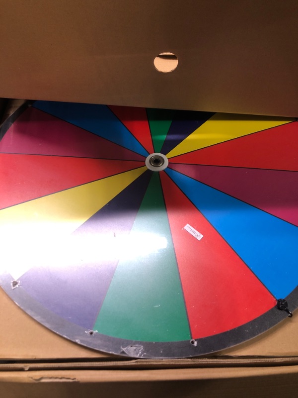 Photo 1 of 24 Inch Dual Use Spinning Prize Wheel 14 Slots Color Tabletop and Floor Roulette Wheel of Fortune, Spin The Wheel with Dry Erase Marker and Eraser Win The Fortune Spinner Game for Carnival Trade Show 24 Inch Adjustable Heavy Duty Prize Wheel