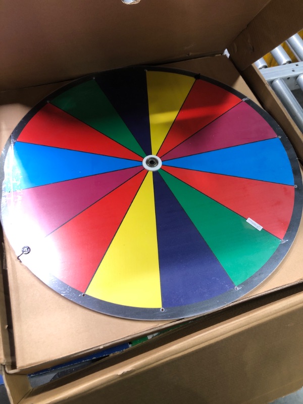 Photo 1 of 24 Inch Dual Use Spinning Prize Wheel 14 Slots Color Tabletop and Floor Roulette Wheel of Fortune, Spin The Wheel with Dry Erase Marker and Eraser Win The Fortune Spinner Game for Carnival Trade Show 24 Inch Adjustable Heavy Duty Prize Wheel