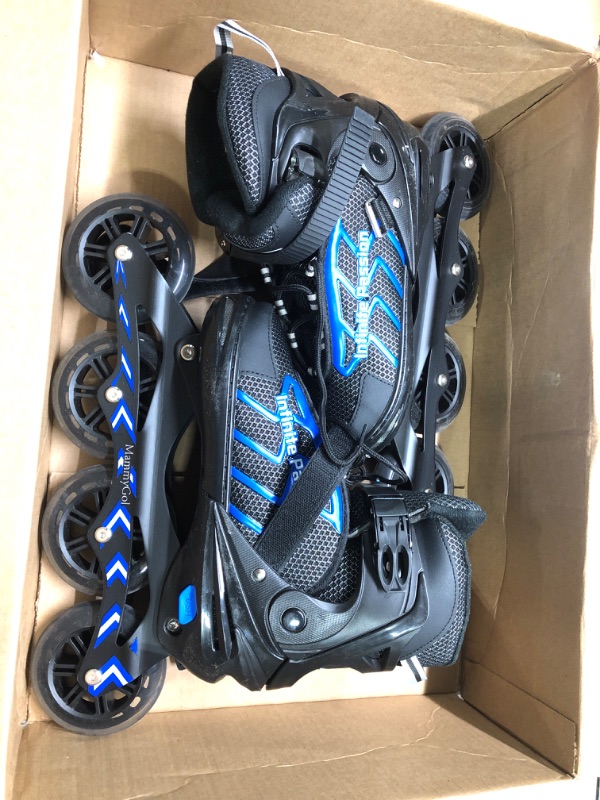 Photo 3 of ****USED**** 
MammyGol Adjustable Inline Skates for Adults and Teen, Safe and Durable Roller Skates with Giant Wheels,High Performance Skates for Girls and Boys,Men and Women Blue X-Large(8-11US)
