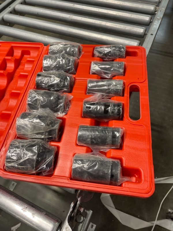 Photo 1 of Anbull 3/4 Inch Drive Deep Impact Socket Set, 12 Piece Metric Combination, Sizes 17mm 19mm 21mm 22mm 24mm 27mm 30mm 32mm 33mm 36mm 38mm 41mm Hex Socket Set, 6 Point Design, Cr-V Chrome Vanadium Steel