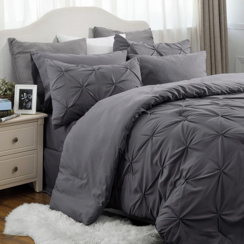 Photo 1 of Bedsure King Size Comforter Set - Bedding Set King 7 Pieces, Pintuck Bed in a Bag Dark Grey Bed Set with Comforter, Sheets, Pillowcases &amp; Shams
Roll over image to zoom in







9 VIDEOS
Bedsure King Size Comforter Set - Bedding Set King 7 Pieces, Pin