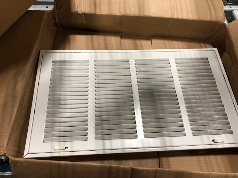 Photo 3 of 10" X 20" Steel Return Air Filter Grille for 1" Filter - Fixed Hinged - HVAC Duct Cover - Flat Stamped Face - White [Outer Dimensions: 12 5/8"w X 22 5/8"h]
