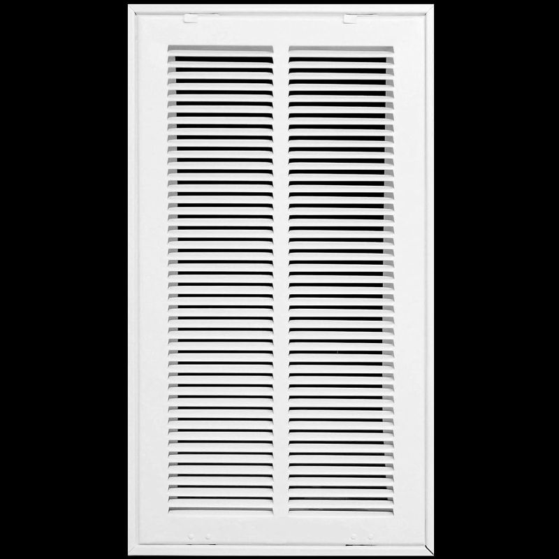 Photo 1 of 10" X 20" Steel Return Air Filter Grille for 1" Filter - Fixed Hinged - HVAC Duct Cover - Flat Stamped Face - White [Outer Dimensions: 12 5/8"w X 22 5/8"h]
