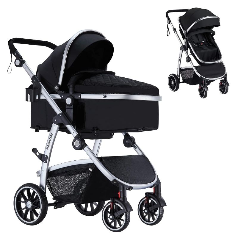 Photo 1 of **Used**HAGADAY Baby Stroller, Infant Stroller with Reversible Seat, Newborn Stroller with Canopy?Baby Bassinet Stroller (Black)
