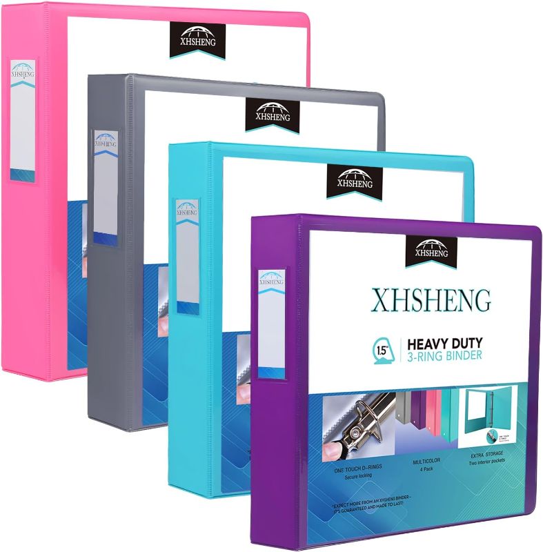 Photo 1 of **colors olive navy pink white**1.5 Inch 3 Ring Binder,Heavy Duty one Slant D Ring,Colorful Binder 4 Pack
