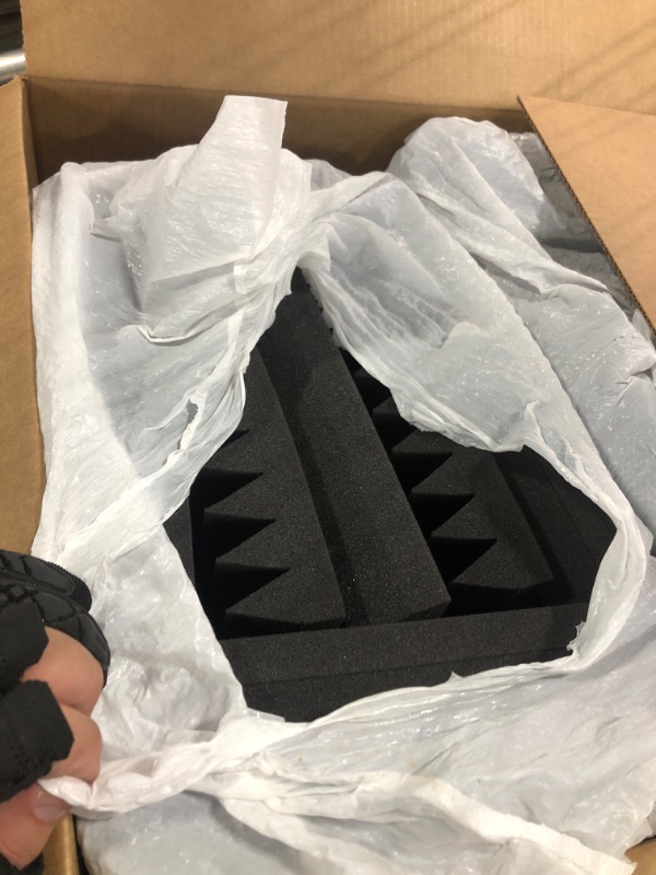 Photo 2 of **New Open/Partial Set**Fstop Labs Acoustic Panels, 2" X 12" X 12" Acoustic Foam Panels, Studio Wedge Tiles, Sound Panels wedges Soundproof Foam Padding Sound Insulation Absorbing Home and Office (24 Pack, Black) 24 Pack Black (Wedge)