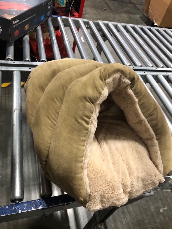 Photo 3 of **New OPen**SPOT Cuddle Cave Dog Bed for Cats & Small Dogs Calming & Cozy Covered Sleeping Cushion for Cuddlers & Burrowers, Tan, 22.0" L x 17.0" W x 10.0" Th
