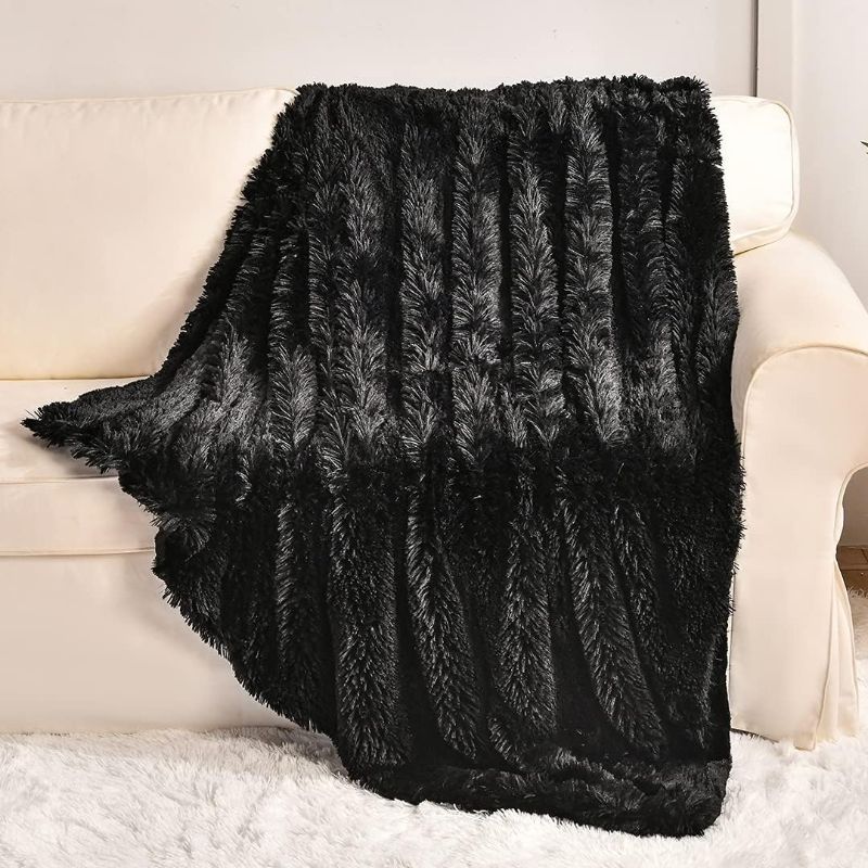 Photo 1 of **New Open**Tafts Throw Blankets - Ruched Faux Fur Blanket - Soft, Ultra Comfy and Fuzzy - Plush Blankets and Throws for Couch, Bed & Living Room - Fall, Winter or Spring - Blankets Throw Size - Navy Blue