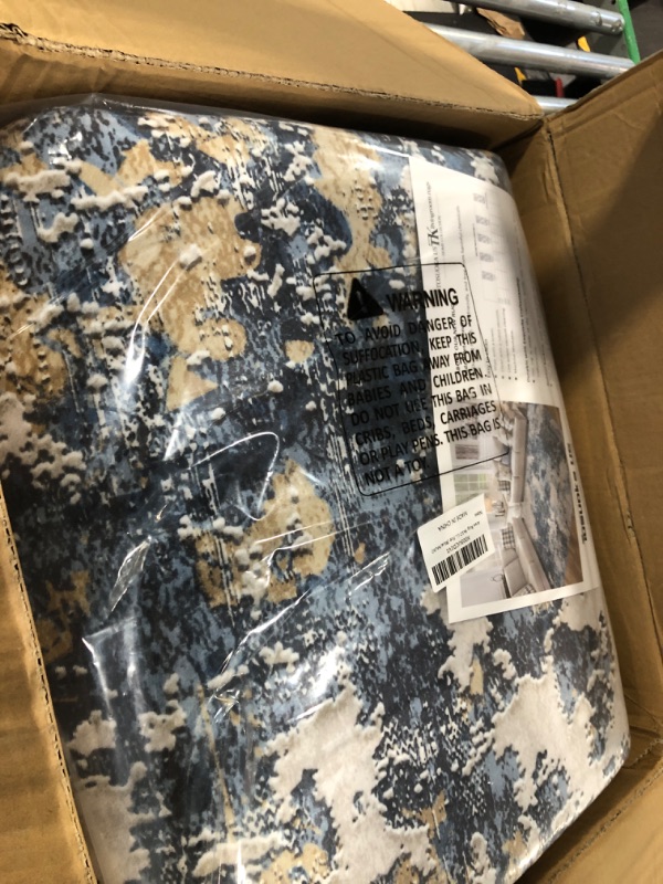 Photo 1 of Area Rug 9x12 Living Room: Large Washable Rug with Anti-Slip Backing Non-Shedding Stain-Resistant Soft Abstract Carpet for Bedroom Dining Room Nursery Home Office (Blue/Multi) Blue/Multi 9' x 12'