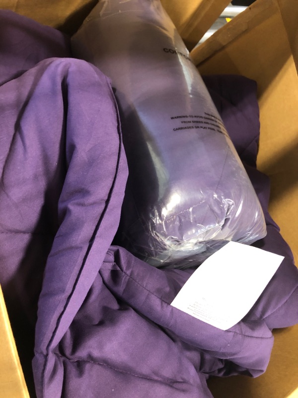 Photo 2 of **new Open**Bedsure Purple Comforter Set Queen - Bed in a Bag Queen 7 Pieces, Pintuck Bedding Sets Purple Bed Set with Comforter, Sheets, Pillowcases & Shams