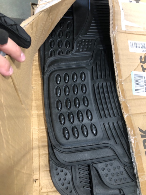 Photo 2 of BDK 3-Row ProLiner Original Heavy Duty 4pc Front & Rear Rubber Floor Mats for Car SUV Van (Fits 3rd Row Vehicles) - All Weather Protection Universal Fit (Black)