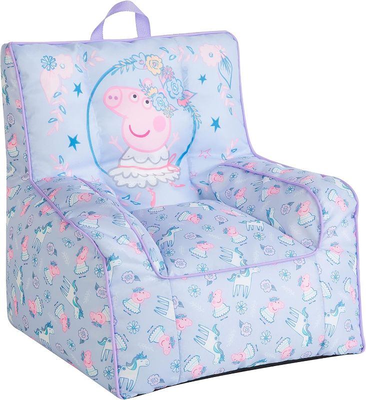 Photo 1 of **New Open**Idea Nuova Peppa Pig Toddler Nylon Bean Bag Chair with Piping & Top Carry Handle, Large
